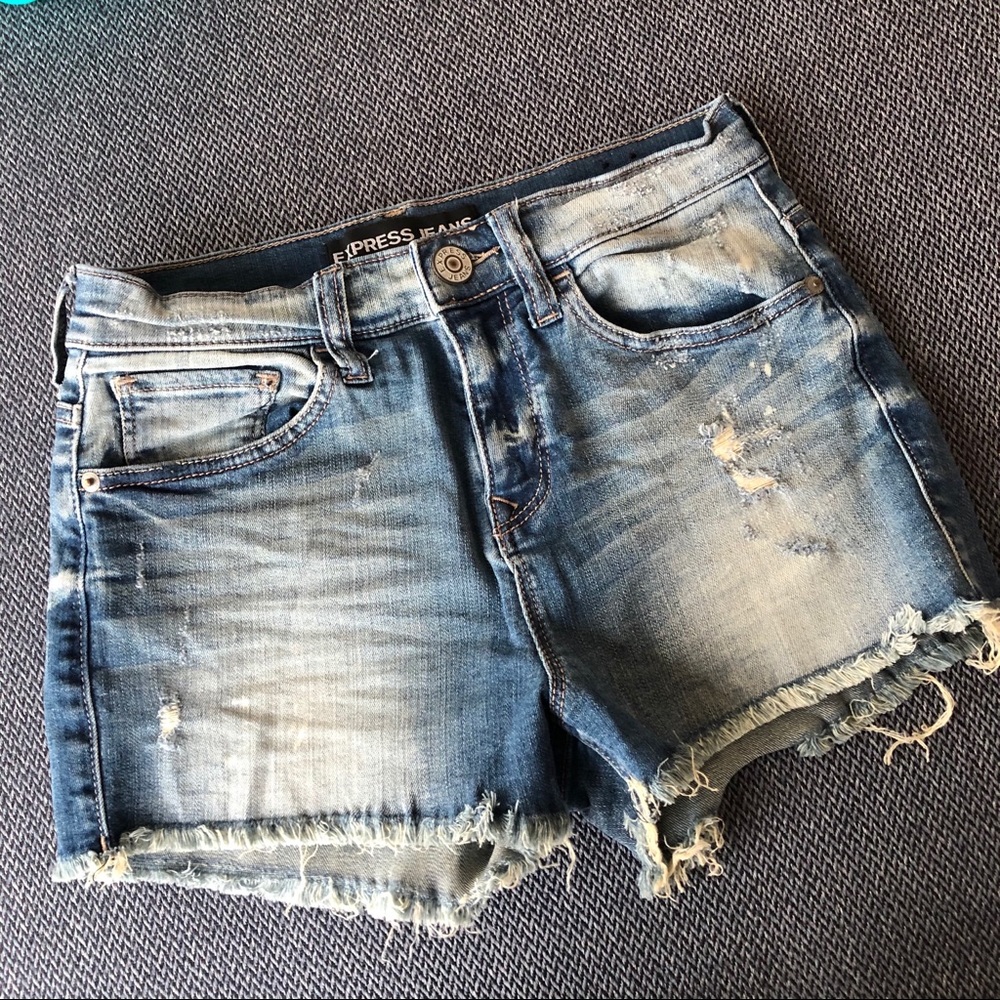 Express Jeans Distressed Denim Shorts